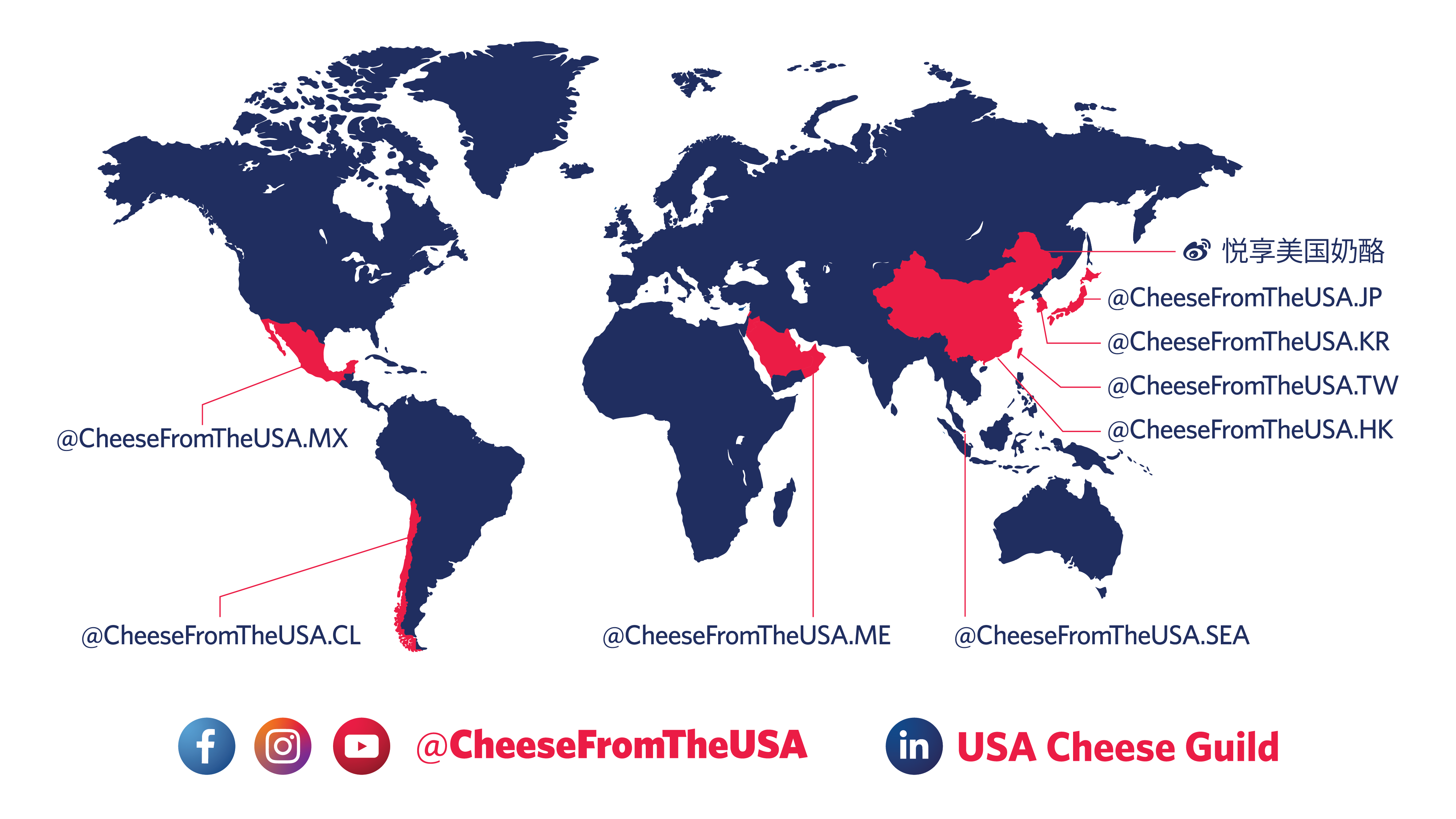 Cheese from the USA social media map